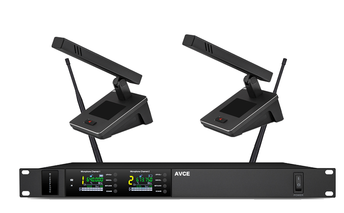 一拖二无线方杆会议话筒